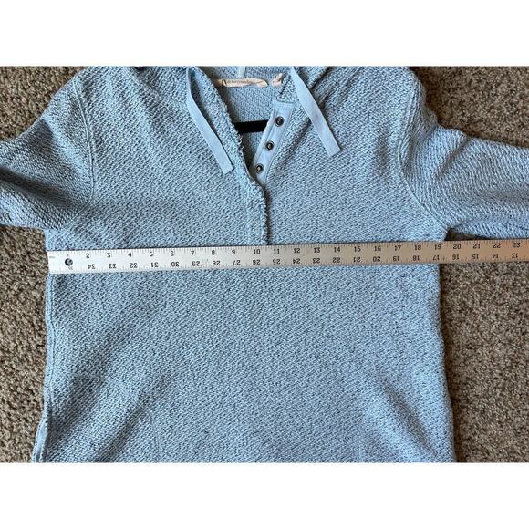 Soft Surroundings Cozumel Hooded Pullover Sweater, Petite Medium, Pockets, Blue - Picture 8 of 10